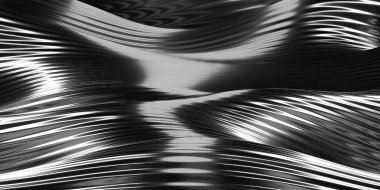 Modern sanat ve dekorasyon için soyut metalik dalga desen tasarımı. 3d hazırlayıcı.