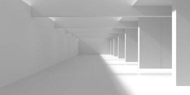 Modern sanat eserleri için ışık ve gölge içeren minimalist mimari iç tasarım. 3d hazırlayıcı..