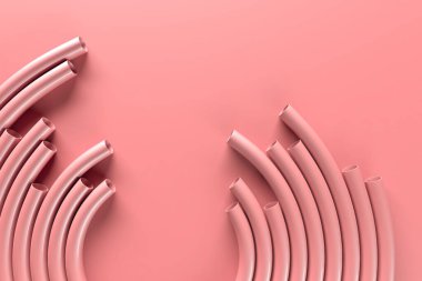 Kavisli pembe tüplü modern soyut kompozisyon. 3d hazırlayıcı.
