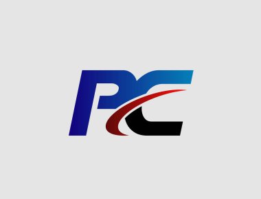 PC logo alfabesi harfi logo vektörü illüstrasyonu