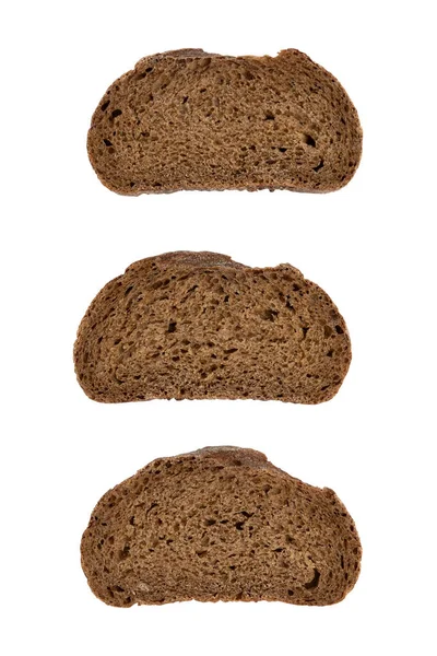 Три Ломтика Ржаного Хлеба Белом Фоне Вид Сверху Свежая Вкусная — стоковое фото