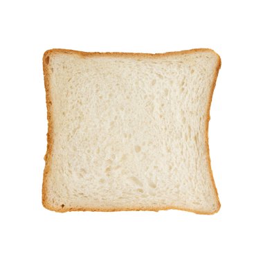 Beyaz arka planda izole edilmiş tek dilim kızarmış ekmek kahvaltı ya da öğle yemeği için taze ekmek.