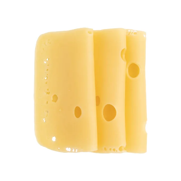 Сложенные Кусочки Сыра Изолированы Белом Фоне Кусочки Нарезанного Сыра Гауды — стоковое фото