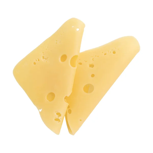 Сложенные Кусочки Сыра Изолированы Белом Фоне Кусочки Нарезанного Сыра Гауды — стоковое фото