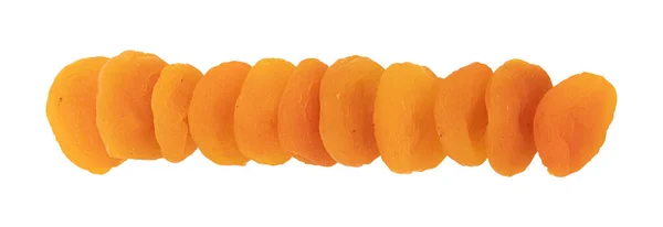 Heap Dried Apricots Isolated White Background Top View Concept Healthy — 스톡 사진