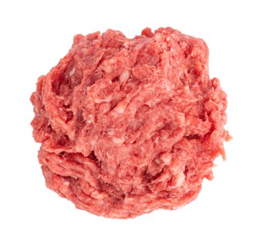 Çiğ kıyma, domuz eti, sığır eti ya da kesme yolu ile beyaz arka planda izole edilmiş karışık et, et lazanya ya da köfte pişirmeye hazırdır