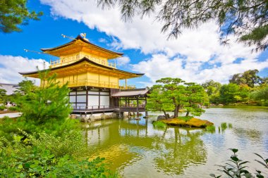 Kinkaku ji golf temple durino obon week in kyoto in japan clipart