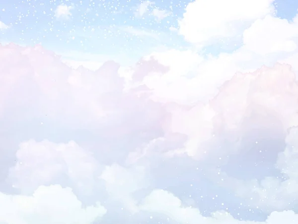 Zucker Baumwolle Rosa Wolken Vektor Design Hintergrund Glamour Märchenkulisse Flugzeughimmel — Stockvektor