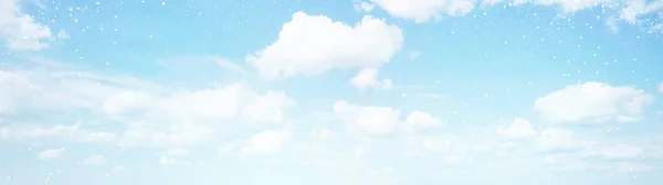 Cielo Angelico Nuvole Vettore Disegno Sfondo Sfondo Fiabesco Invernale Vista — Vettoriale Stock