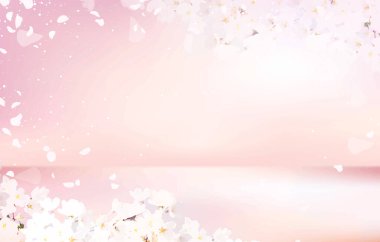 Tam çiçekli sakura ve pembe arka plan vektör tasarımı. Bahar peri masalı geçmişi. Pembe Japon kiraz çiçekleri. Suluboya tarzı. Hassas kart. Zarif bir dekorasyon. Fantezi pastel rengi