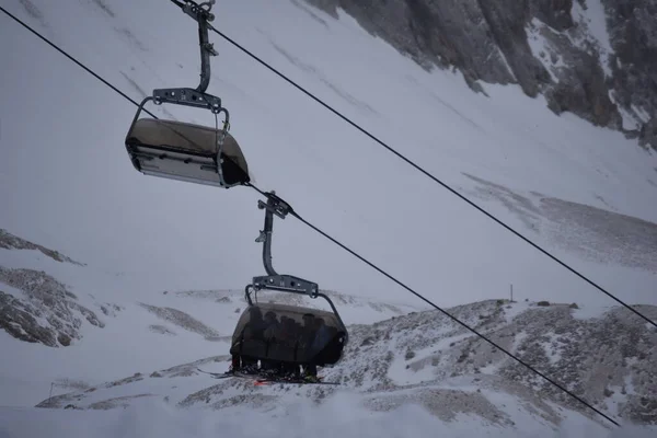 ski lift on the slopes of the alps. zugspitze. top of germany