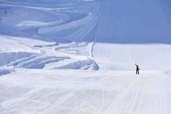 winter ski slope on the zugspitze. top of germany