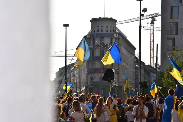 Kiev, Ukrayna - Ağustos 20, 2017 - Ukrayna halkı Ukrayna 'yı destekliyor ve Kiev' de Ukrayna 'ya destek veriyor. için destek