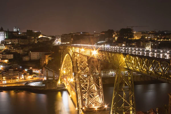 Illuminated Icon Porto Ponte Luiz Night — Stock Photo, Image