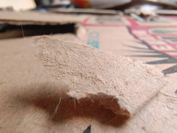 Ein Zerrissenes Stück Pappe Abstrakter Hintergrund Makrofotografie — Stockfoto