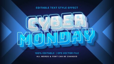 Siber Pazartesi Futuristik 3d Metin Stili Efekti. Düzenlenebilir illüstratör metin biçimi.