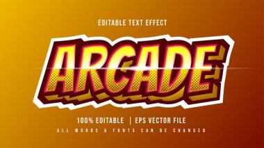 Arcade Oyun 3d Metin Stili Efekti. Düzenlenebilir illüstratör metin biçimi.