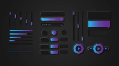 ui ux grafik ögesi için neomorfizm düğmeleri kümesi