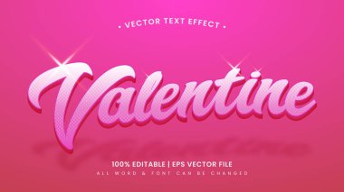 Valentine 3D metin tarzı etkisi. Düzenlenebilir illüstratör metin biçimi.