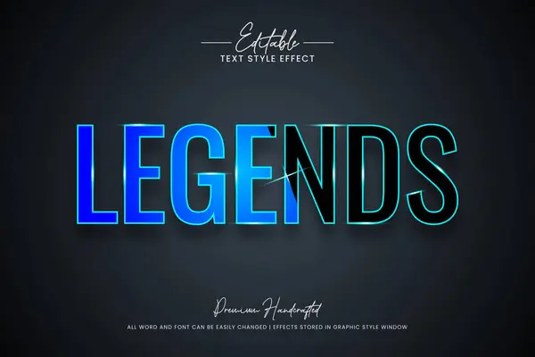 Legends Texto Estilo Efeito Estilo Texto Editável Ilustrador —  Vetores de Stock