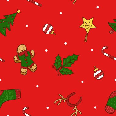 Kusursuz Noel Şablonu Oyuncu Kırmızı Arkaplan