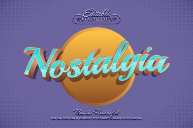 Nostalji 3 boyutlu vektör metin etkisi grafik biçimi. Düzenlenebilir vektör başlığı ve başlık şablonu.