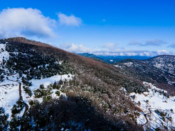 stock image Scene of the snowfall in Puigsacalm Peak, La Garrotxa, Girona, northern Spain.