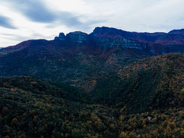 Jesienny Krajobraz Puigsacalm Peak Garrotxa Hiszpania — Zdjęcie stockowe