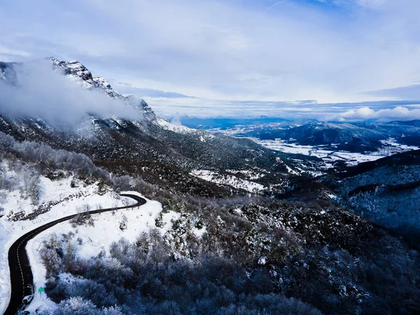 Сцена Снегопада Браконе Гарротта Жирона Северная Испания — стоковое фото