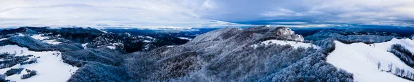 Сцена Снегопада Puigsacalm Peak Garrotxa Жирона Северная Испания — стоковое фото