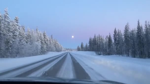 Vinterväg Lappland Finland — Stockvideo