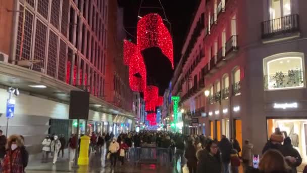 Winter Christmas Scene Madrid City Spain Uhd — Stock Video