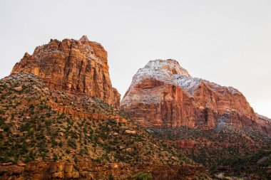 Amerika Birleşik Devletleri, Zion Ulusal Parkı 'nda kış manzarası