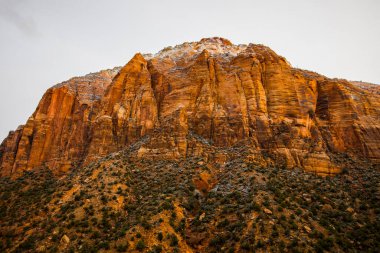 Amerika Birleşik Devletleri, Zion Ulusal Parkı 'nda kış manzarası