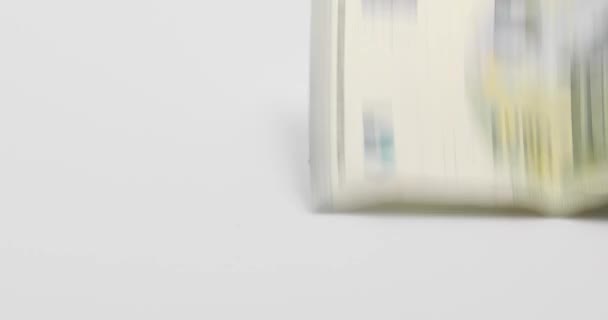 Покласти Білий Стіл Банкноти Євро Білий Фон — стокове відео