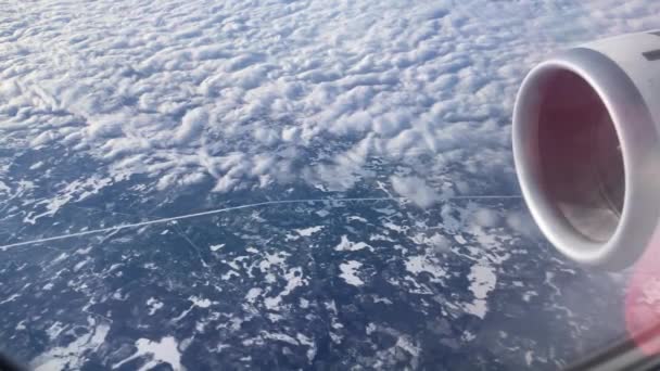 핀란드 공항에 착륙하는 비행기 창문에서 바라본 — 비디오