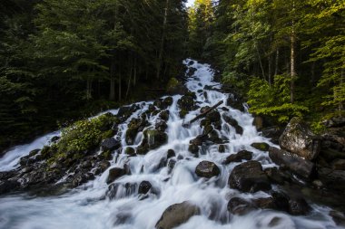 Summer in Uelhs Deth Joeu waterfall, Val D Aran, Pyrenees, Spain
