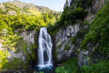 Summer in Sauth Deth Pish Waterfall, Val D Aran, Pyrenees, Spain