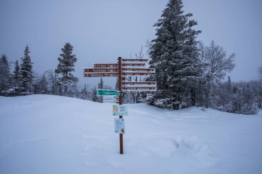 Ski expedition in Pallas Yllastunturi National Park , Lapland, Finland