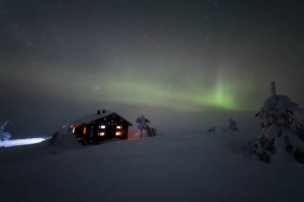 Northern Lights Pallas Yllastunturi National Park Lapland Northern Finland — Stok fotoğraf