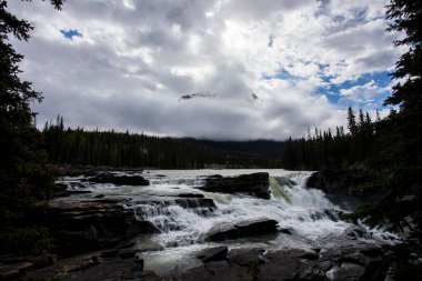 Summer in Athabasca Falls, Jasper National Park, in Canada.