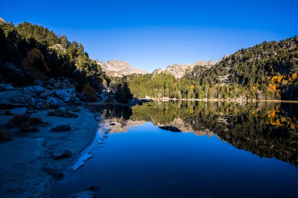 Осінній Пейзаж Національний Парк Атестест Кортес Сант Маурісі Піренеї Іспанія — стокове фото