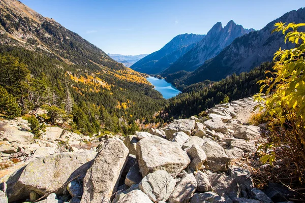 stock image Autumn landscape, Aiguestortes and Sant Maurici National Park, Pyrenees, Spain