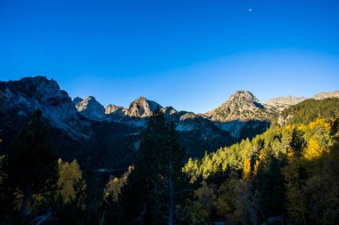Sonbahar manzarası, Aiguestortes ve Sant Maurici Ulusal Parkı, Pireneler, İspanya