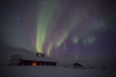 Northern lights in Pallas Yllastunturi National Park, Lapland, northern Finland