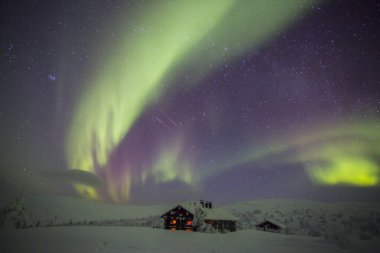 Northern lights in Pallas Yllastunturi National Park, Lapland, northern Finland