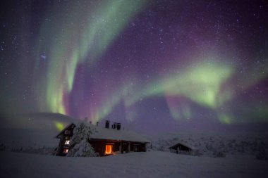 Northern lights in Pallas Yllastunturi National Park, Lapland, northern Finland