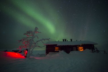 Northern lights in Pallas Yllastunturi National Park, Lapland, northern Finland