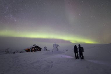 Northern lights in Pallas Yllastunturi National Park, Lapland, northern Finland