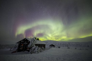 Northern lights in Pallas Yllastunturi National Park, Lapland, northern Finland